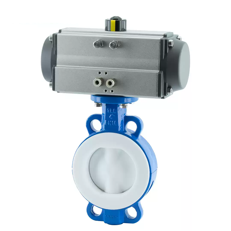 Pneumatic Fluorine Lined Butterfly Valve with Wafer or Flange Ends